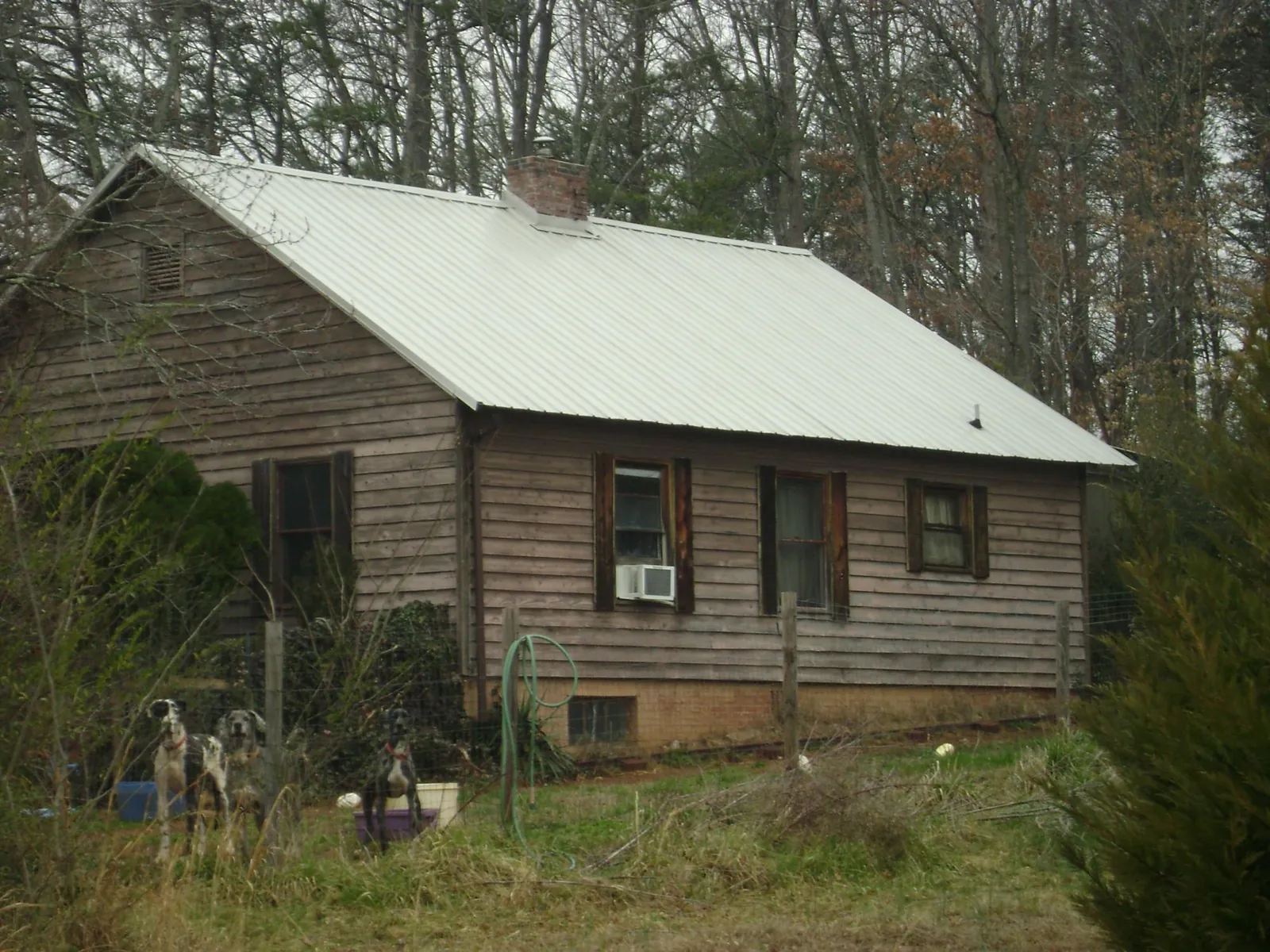 White metal roof on an old wood sided farmhouse, from a Metal Roof Installation job in Rector